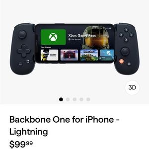 Backbone Remote Gaming controller.  Connects via lightning cable for iPhone.